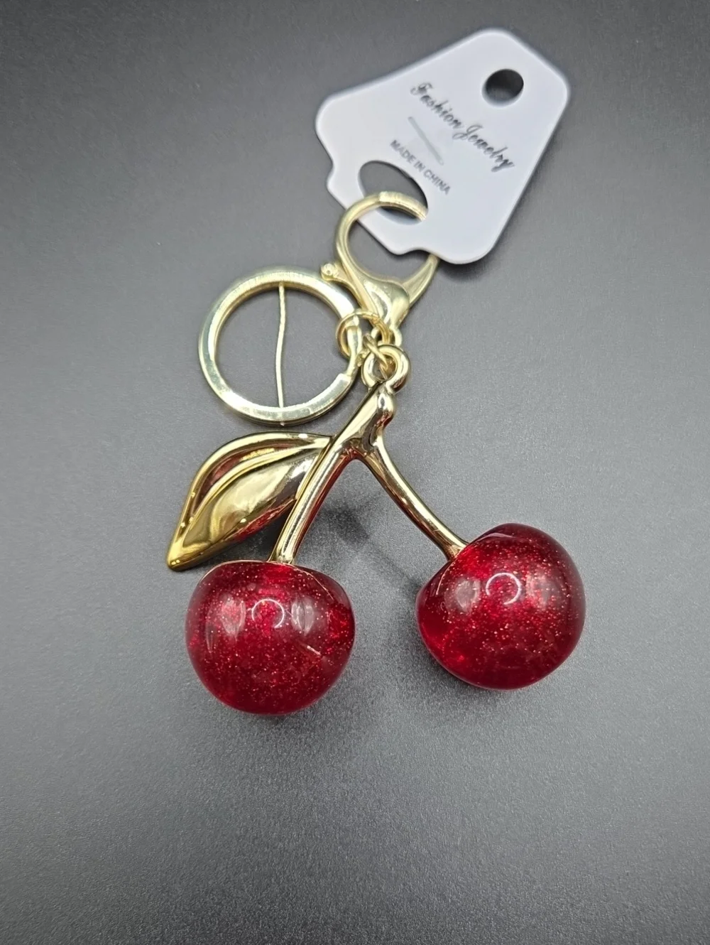 New Deep Red Cherry Bag Charm NWT